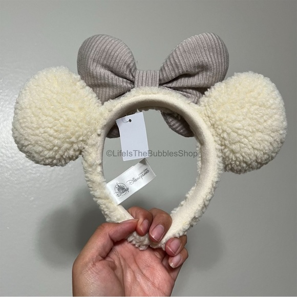 Disney - Sherpa/Fluffy Grey Bow Minnie Ears - Picture 4 of 4